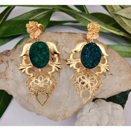 Royal Green Druzy Earrings 